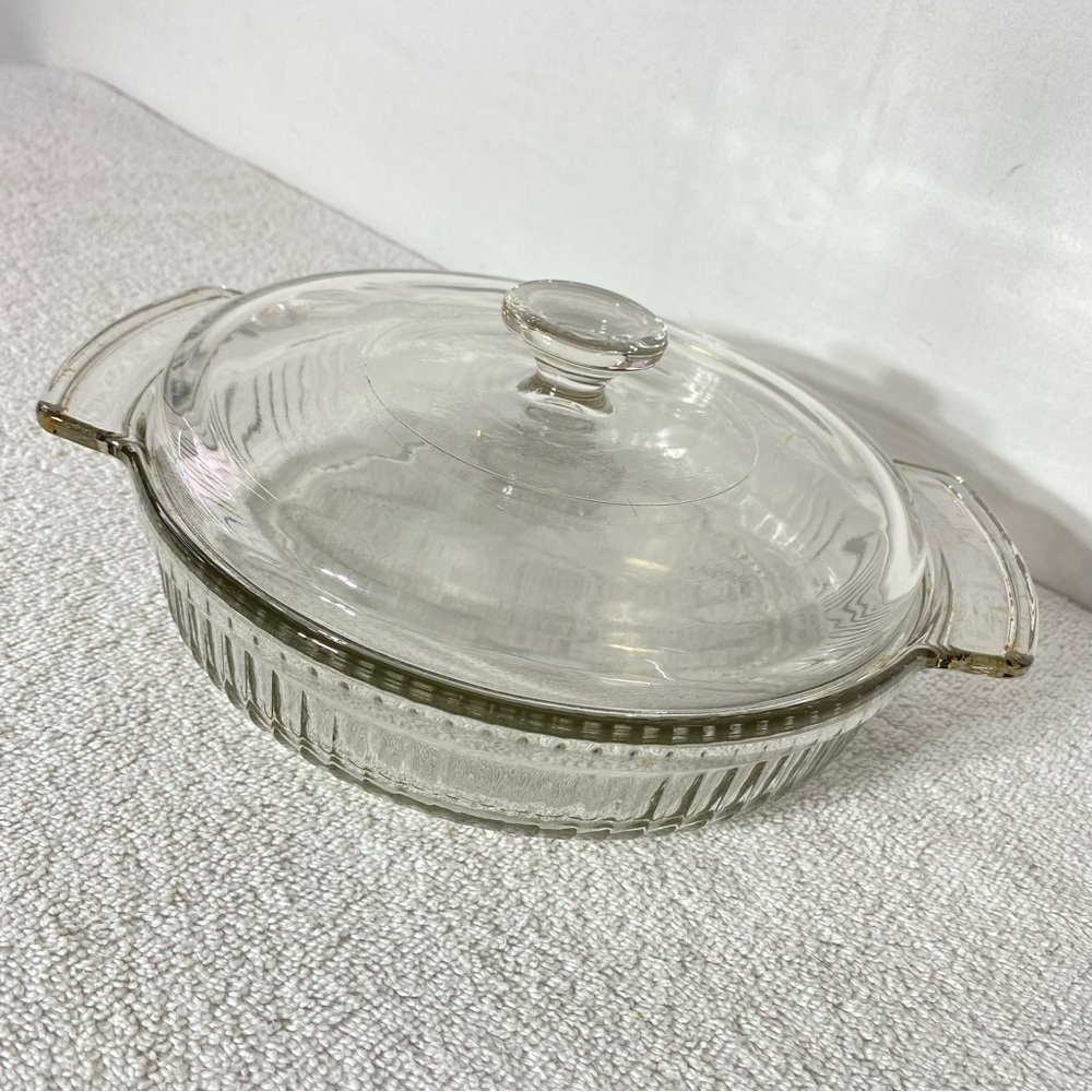 Vintage Anchor Hocking Clear Glass Casserole Dish with Lid